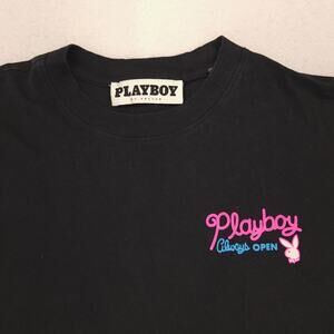 Playboy Always Open Graphic Short Sleeve Crew Neck T Shirt Mens Size M Black